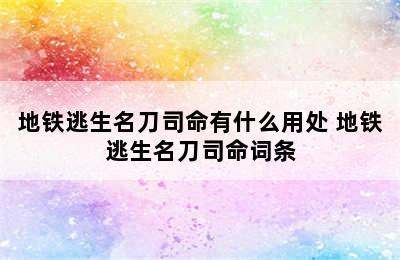 地铁逃生名刀司命有什么用处 地铁逃生名刀司命词条